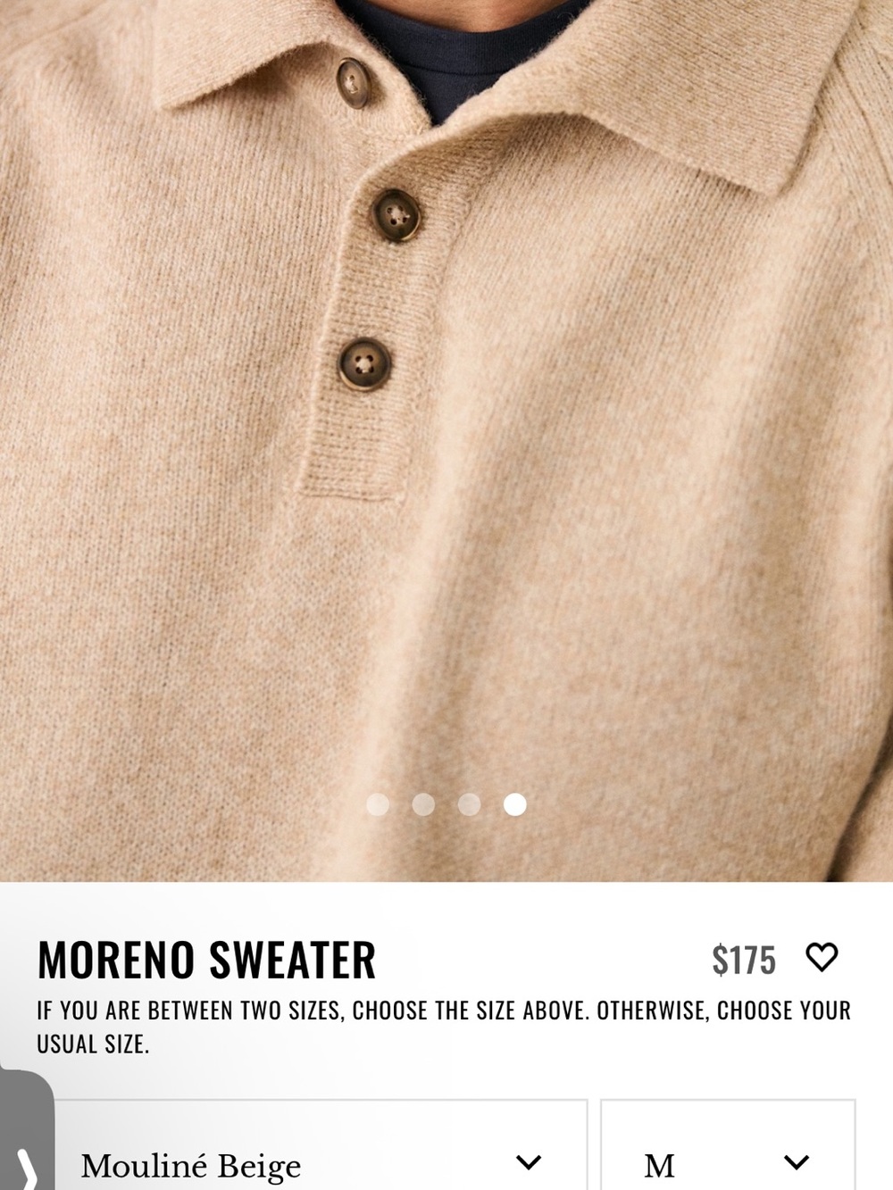Sezane, Paris Light Beige Merino Knit Polo Sweater - Picture 3 of 12